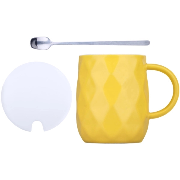 14 Oz. Pineapple Shaped Ceramic Mug  w/ Spoon and Cover - Image 2