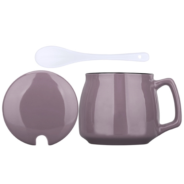 11 Oz. Ceramic Mug Coffee Cup w/ Spoon and Cover - Image 6