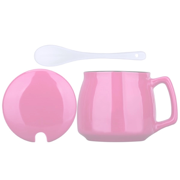 11 Oz. Ceramic Mug Coffee Cup w/ Spoon and Cover - Image 7