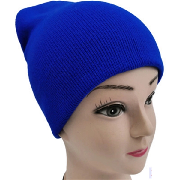 Acrylic Knit Beanie Hat with Cuffs     - Image 2