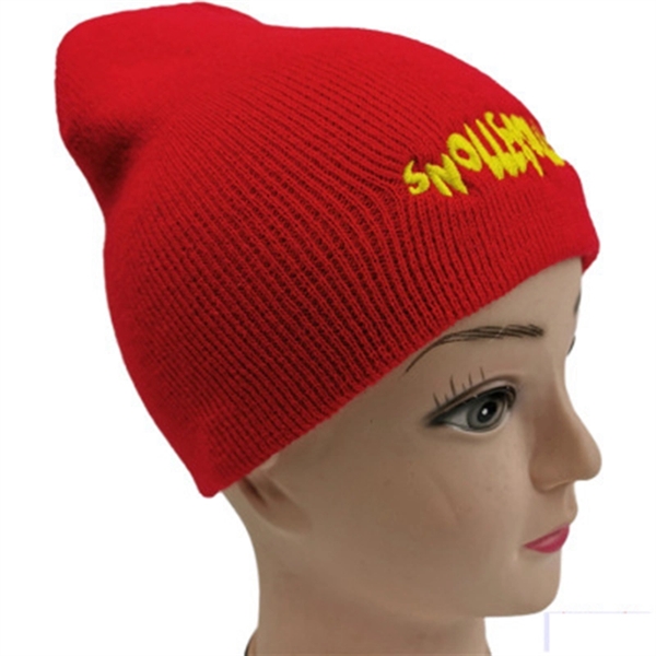 Acrylic Knit Beanie Hat with Cuffs     - Image 3