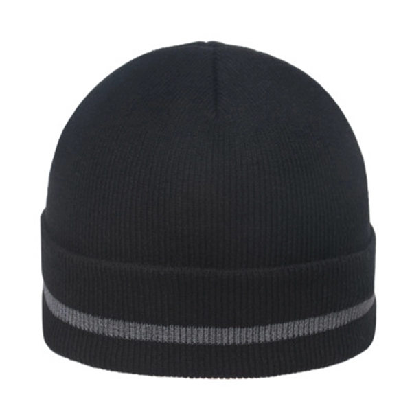 Knit Beanie with Reflective Stripes     - Image 4