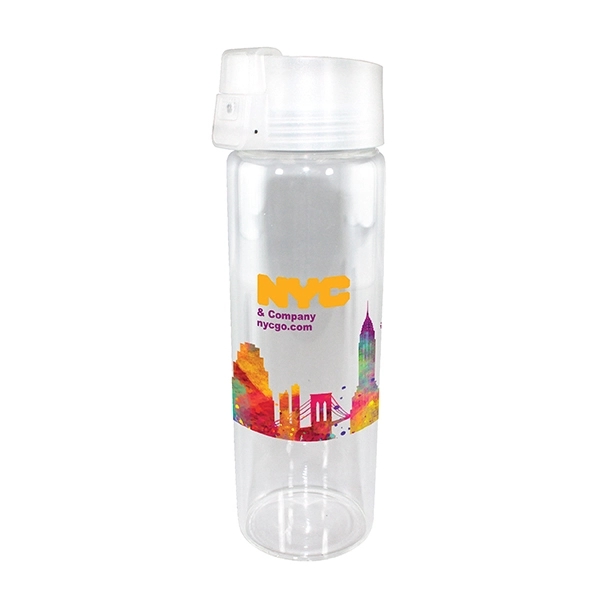 20 oz. Durable Clear Glass Bottle with Flip Top Lid, Full Co - Image 2