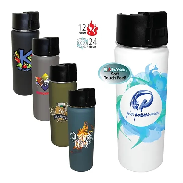20 oz. Halcyon® Sport Bottle w/ Push Button Lid, Full Color - Image 1