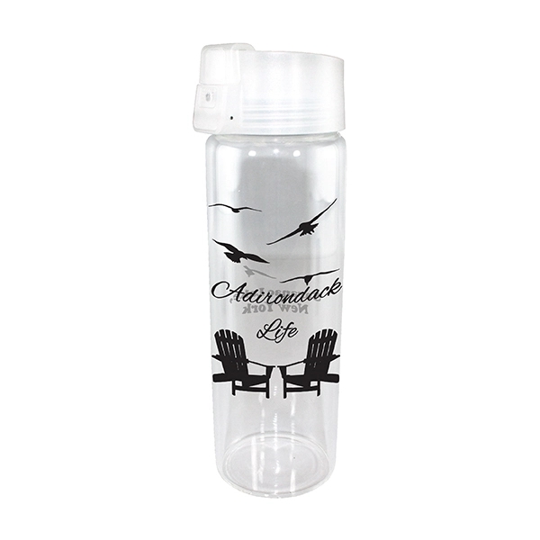 20 oz. Durable Clear Glass Bottle with Flip Top Lid - Image 2