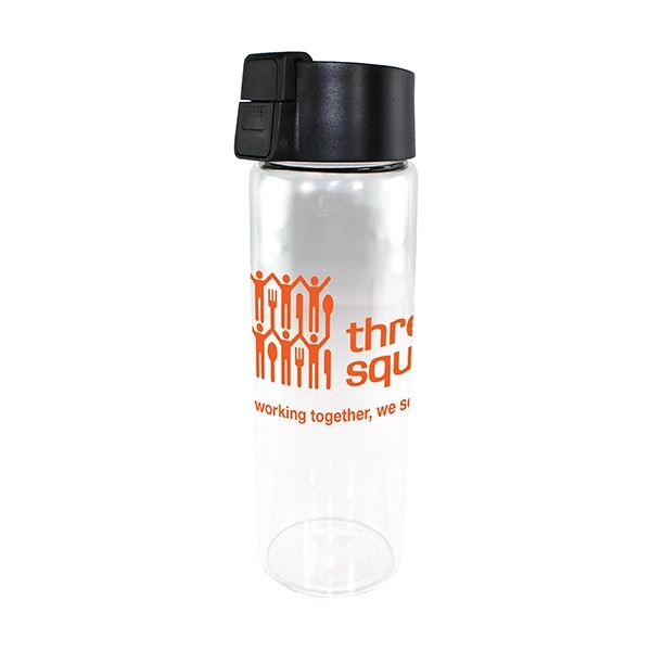 20 oz. Durable Clear Glass Bottle with Flip Top Lid - Image 3