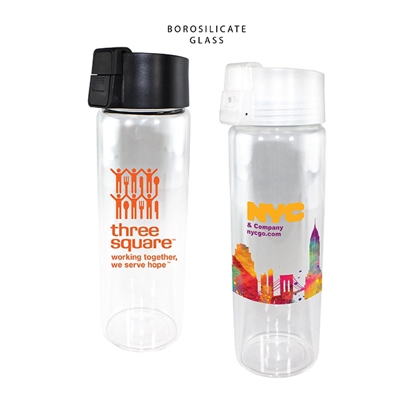 20 oz. Durable Clear Glass Bottle with Flip Top Lid - Image 5