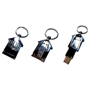 Metal House Shaped USB Drive Swivel