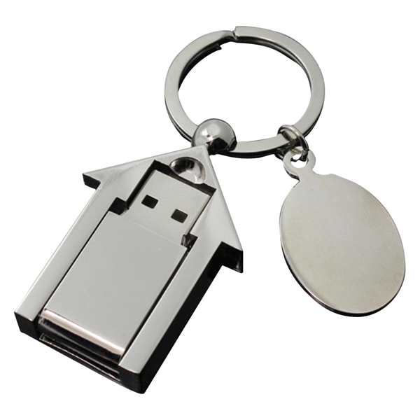 Metal House Shaped USB Drive Swivel - Image 3