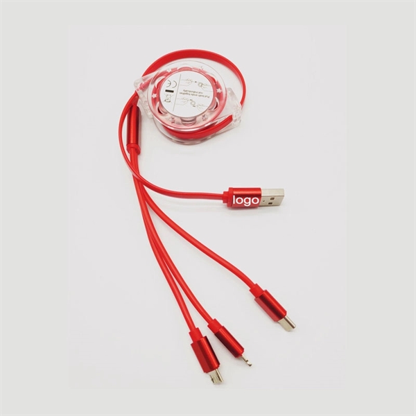 1m Retractable 2.4A 3-in-1 Multi cable mobile phone Charge  - Image 1