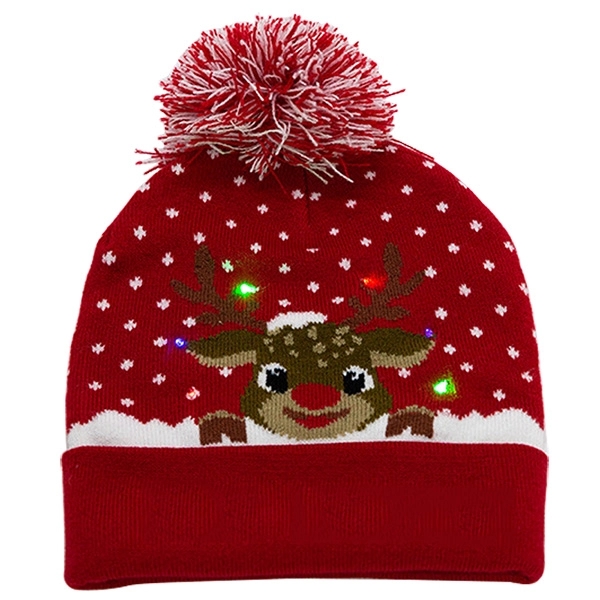 LED Beanie Hat, Blinky Knit Cap - Image 2