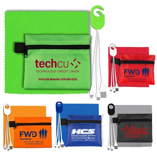 ReCharge Zip Mobile Tech Charging Cables in Zipper Pouch - Image 1