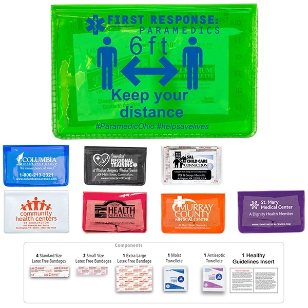 10 Piece Economy First Aid Kit in Colorful Vinyl Pouch - Image 1