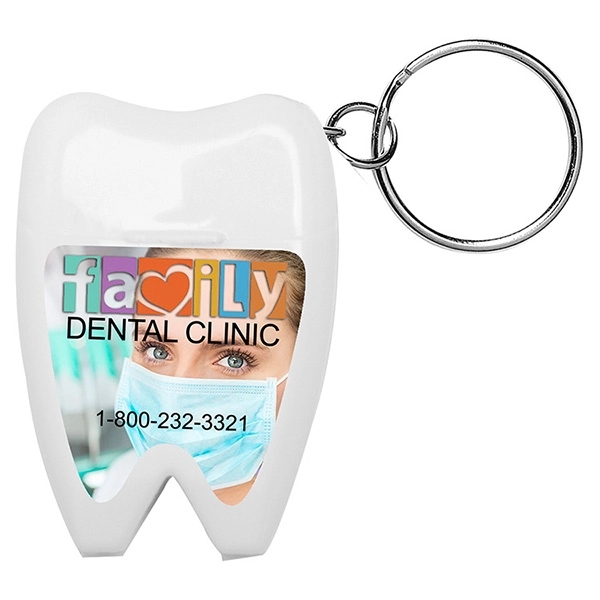 Tooth Shaped Dental Floss Dispenser with Keyring - Image 1