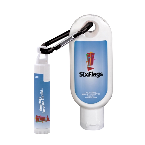 1.9 oz SPF 30 Sunscreen with Carabiner and SPF 15 Lip Balm  - Image 1