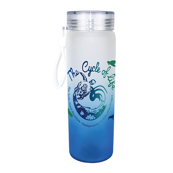 20 oz. Halcyon® Frosted Glass Bottle with Screw on Lid, Ful - Image 3