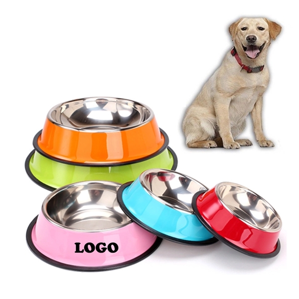 Multi-Size & color Stainless Steel Anti-Skid Dog Bowl(Size X - Image 1
