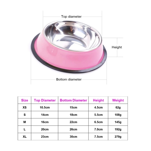 Multi-Size & color Stainless Steel Anti-Skid Dog Bowl(Size X - Image 3