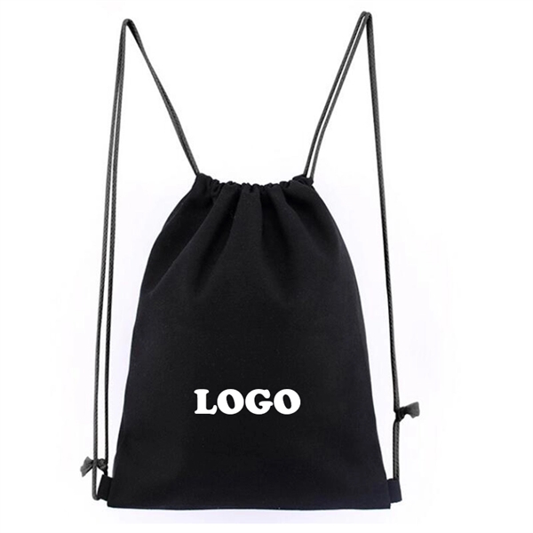Cotton Canvas Drawstring Backpack(13.4" W x 15.4" H) - Image 1