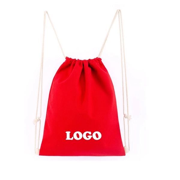 Cotton Canvas Drawstring Backpack(13.4" W x 15.4" H) - Image 4