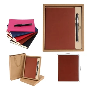 PU Leatherette Notebook Gift Set With Pen