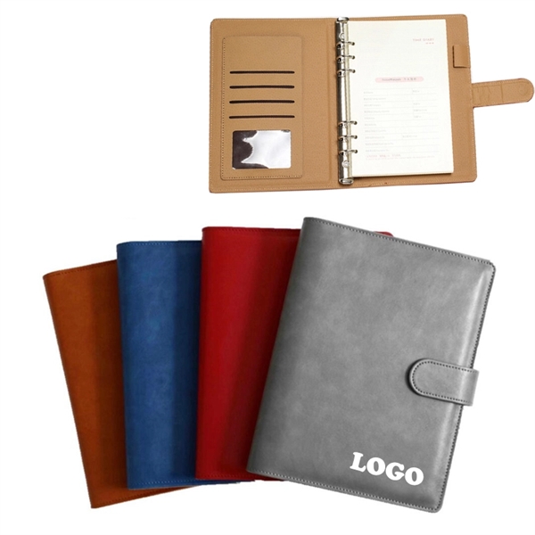 PU Leather loose-leaf Notebook(A5)with card pockets - Image 1