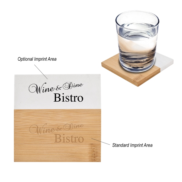 Marble And Bamboo Coaster - Image 1