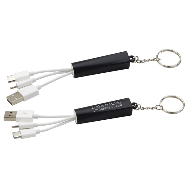 Trey 3-in-1 Light-Up Charging Cable with Keychain - Image 2