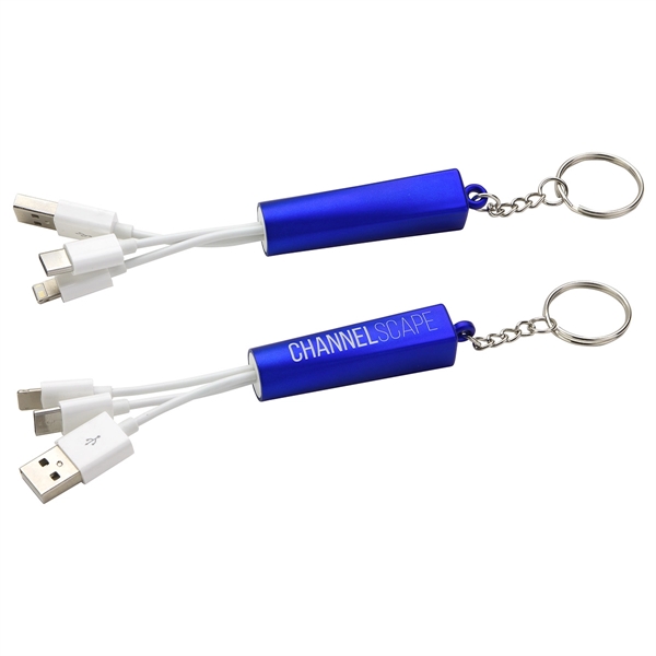 Trey 3-in-1 Light-Up Charging Cable with Keychain - Image 3