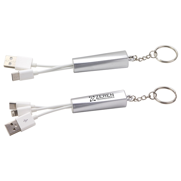 Trey 3-in-1 Light-Up Charging Cable with Keychain - Image 4