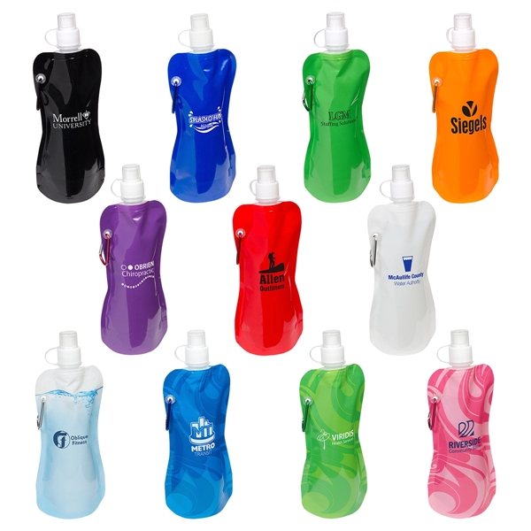 Flex Foldable 16 oz Water Bottle with Carabiner - Image 1