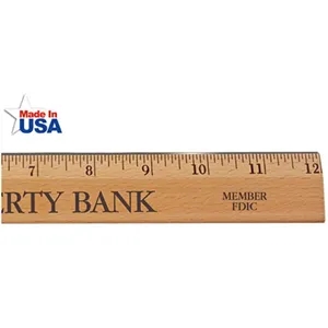 12"Exec.Office Ruler, Lacquer Finish w/Metal Edge, Eng.Scale