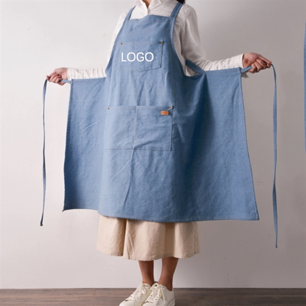 Durable multifunctional cotton denim apron for florists - Image 2