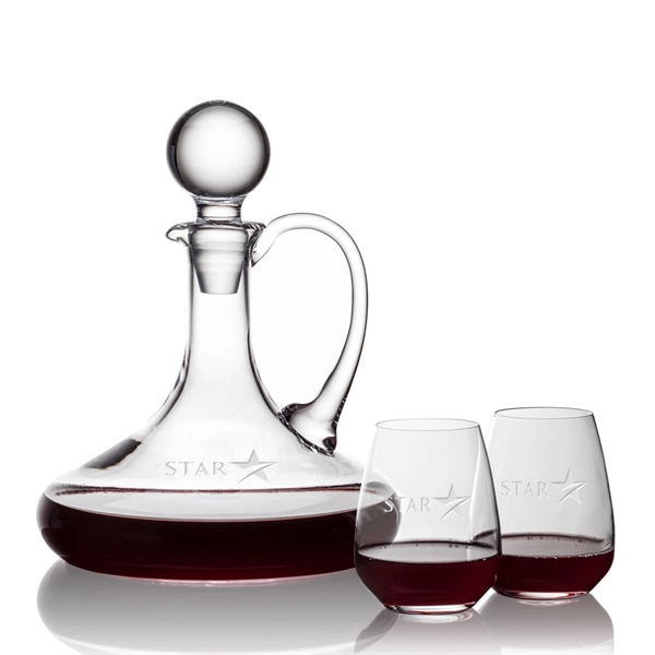 Horsham Decanter & 2 Stemless Wine - Image 1