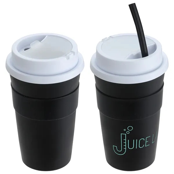Bistro 14 oz Coffee Cup with Silicone Sleeve  Straw - Image 2