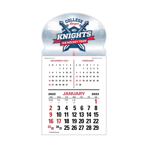 4C Press-N-Stick Header 3-Month Vertical Calendar (12-Month)