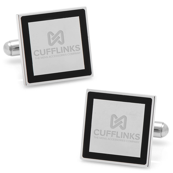Stainless Steel Square Engravable Framed Cufflinks - Image 6
