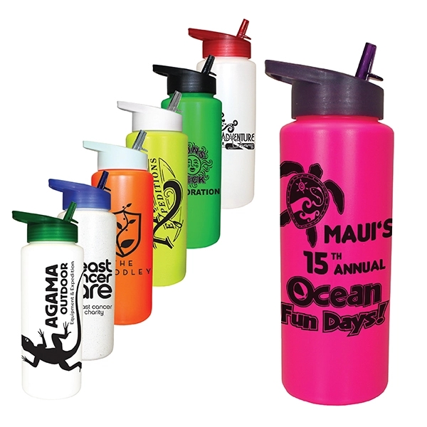 32 oz. Sports Bottle with Straw Cap Lid - Image 1