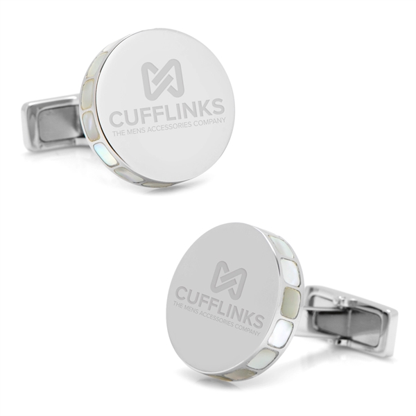 Stainless Steel Mother of Pearl Mosaic Engravable Cufflinks - Image 6