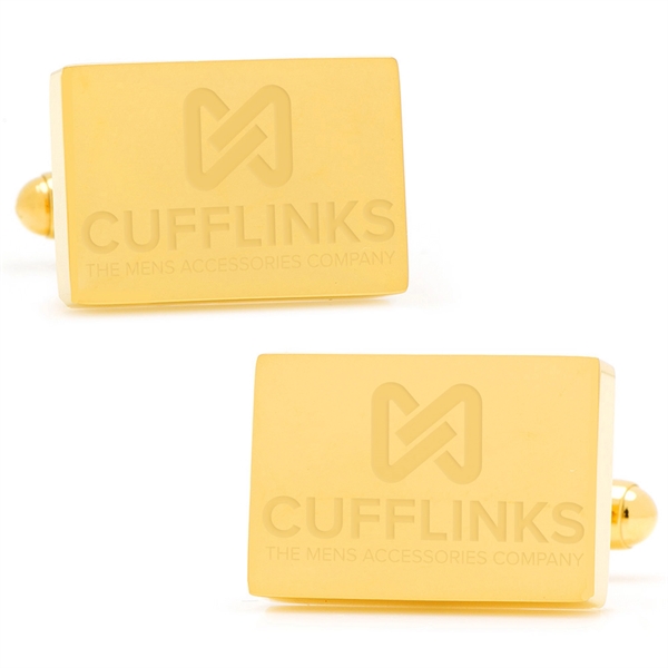 Stainless Steel Gold Block Engravable Cufflinks - Image 7