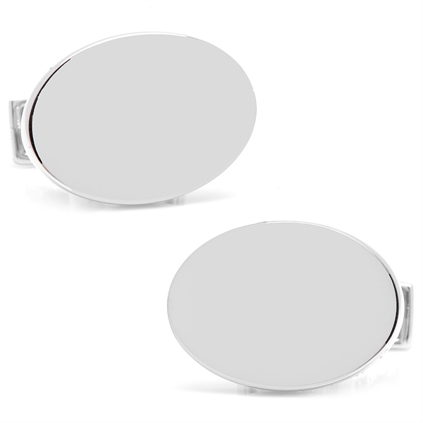 Sterling Silver Infinity Edge Oval Engravable Cufflinks - Image 1