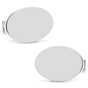 Sterling Silver Infinity Edge Oval Engravable Cufflinks