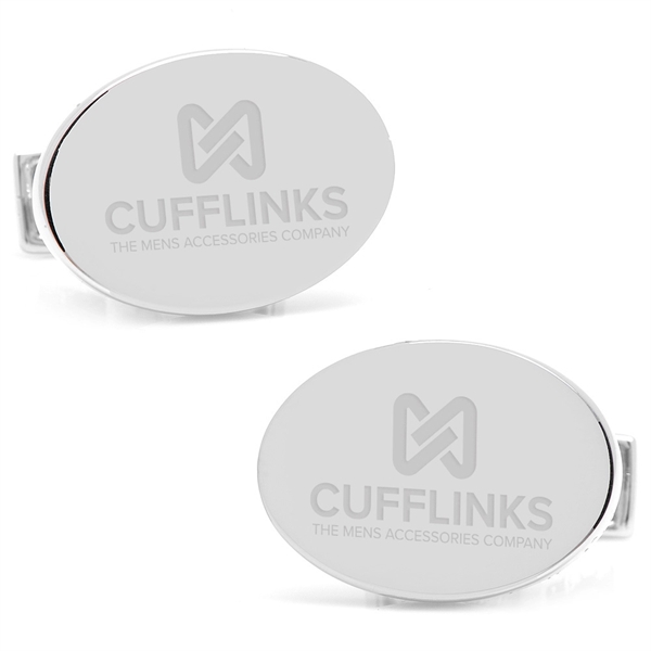 Sterling Silver Infinity Edge Oval Engravable Cufflinks - Image 7