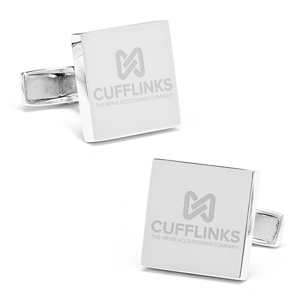 Sterling Silver Infinity Edge Square Engravable Cufflinks - Image 7