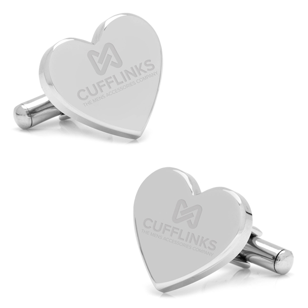 Stainless Steel Heart Shaped Engravable Cufflinks - Image 6