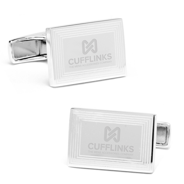Sterling Silver Etched Rectangular Engravable Cufflinks - Image 6