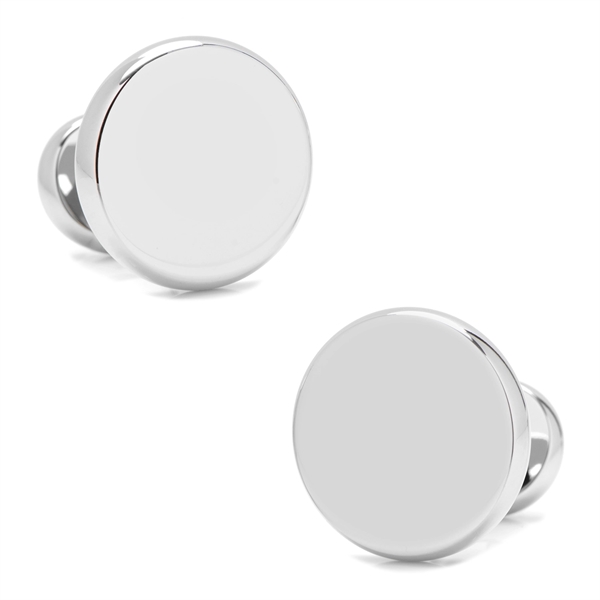 Stainless Steel Classic Round Engravable Cufflinks - Image 1