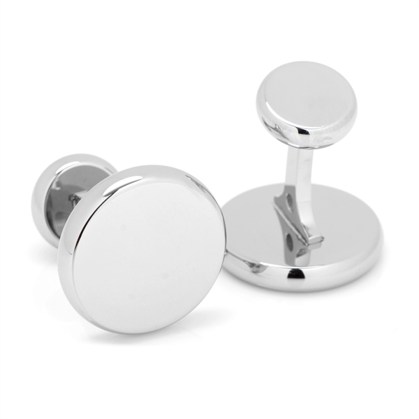Stainless Steel Classic Round Engravable Cufflinks - Image 4