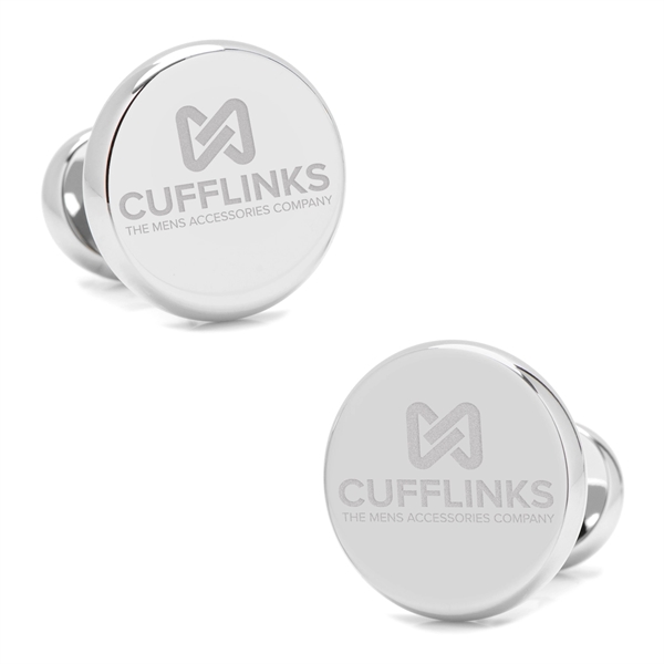 Stainless Steel Classic Round Engravable Cufflinks - Image 6