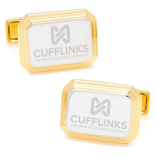 Sterling Silver and Gold Two Tone Rectangular Cufflinks - Image 4